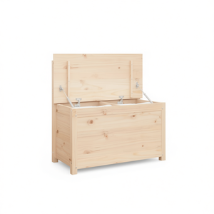 Banco de Almacenamiento de Madera de Pino Sólido Sin Tratar, Muebles de Salón de Diseño Rústico Moderno - Product Image 1