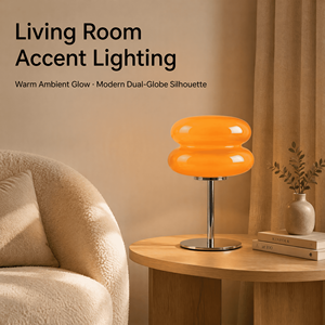 Wholesale Aesthetic Bedside <strong>Table</strong> <strong>Lamp</strong> for Cafe Room Decor Bauhaus Style Chrome Desk Light <strong>Funky</strong> Orange Glass Mushroom <strong>Lamp</strong> - Product Image 2