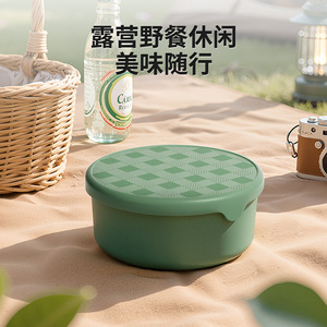 Round Silicone Food Storage Container <b>Microwave</b> Safe Airtight Refrigerator Freezer Box Solid Color Party Use - Product Image 2