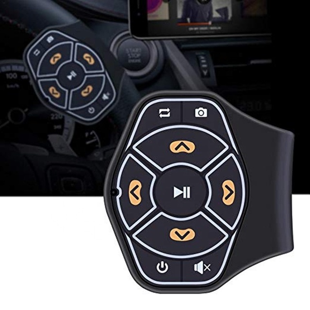 Wireless BLE 4.0 Steering Wheel Remote Control LED Indicator 4 Buttons Media Volume Control for Android/iOS Cars