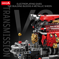 Blocs de construction moteur V8 avec transmission mécanique 812 pièces, modèle de transmission électrique, jouet d'ingénierie STEM