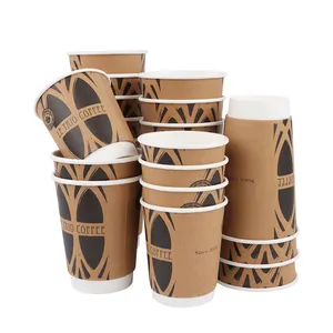 Aangepaste Hoge Kwaliteit Takeaway Cafe Hot Koffie Cups Papier Cup Verpakking Met Logo