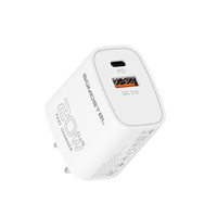 Chargeur mural rapide SOMOSTEL SMS-Q610C 20W GaN PD + QC3.0, double port A+C avec câble de 1m