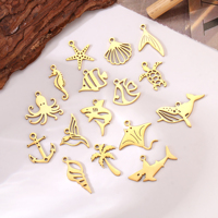 Tortue de mer étoile de mer coquille queue de poisson requin breloques acier inoxydable océan animaux pédants collier Bracelet balance bijoux fournitures