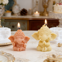 Moules à gâteau en silicone Ganesha mignons, sculpture 3D du dieu éléphant méditant, moule pour artisanat en résine, bougies parfumées DIY, décoration de yoga pour la maison