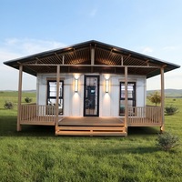 Maison conteneur pliable extensible trois-en-un pour zone touristique, avec salle d'activités mobile à double aile