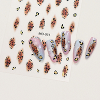 Autocollants 3D en relief vintage à imprimé léopard doré pour nail art, autocollants adhésifs en feuille d'or pour ongles, vente en gros