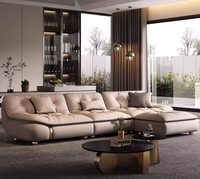 Ensemble de canapés de bureau en cuir véritable au design moderne pour la réception d'entreprise, l'hôtel, le centre commercial, comprend un canapé trois places et un canapé une place
