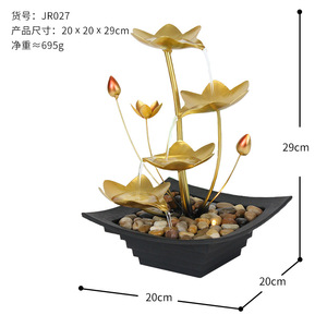 Décoration de bureau Feng Shui avec lotus doré et pierres pour attirer la prospérité dans le bureau, la maison ou l'entrée. - Product Image 5