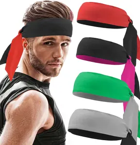 Kustom ikat kepala uniseks ikat kepala olahraga ikat rambut ikat rambut kain nyaman Sweatband dapat disesuaikan ikat rambut untuk kebugaran atletik