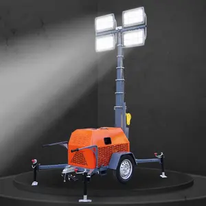 Generator 4*1000w logam halida 5kw portabel, lampu led daya trailer seluler otomatis