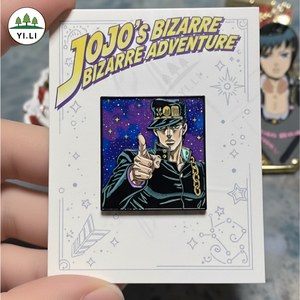 Épingles métalliques personnalisées style illustration de bande dessinée, badges personnalisés de personnages d'anime avec carte de support en papier, vente en gros - Product Image 1