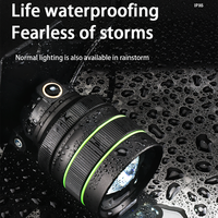 Lampe frontale tactique haute puissance 60W, zoomable, longue portée, avec fonction power bank, pour la pêche en extérieur, les situations d'urgence, et dotée d'un capteur de mouvement LED.