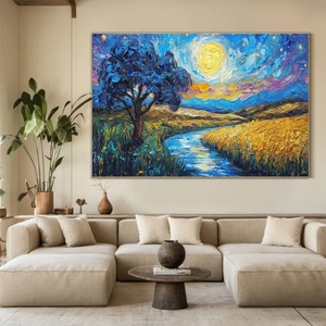 Décoration Murale Artistique Douce et Neutre, Design 100% Peint à la Main, Peintures à l'Huile Réalistes sur Toile, Paysage Commercial pour Décoration - Product Image 6