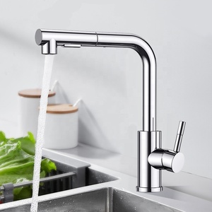 China Manufacturer Modern Design Polished Hot Cold Mixer Faucet 304 Stainless Steel Pull Out Water Tap Kitchen Sink Faucet Tap - Product Image 1