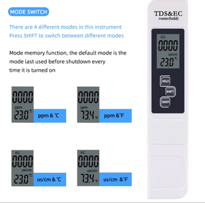Stylo de test de la qualité de l'eau pH-mètre numérique 3-en-1 ABS matériel OEM disponible prix d'usine avec rétro-éclairage - Product Image 3