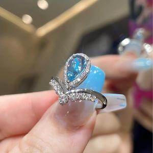 Luxeora 공장 최신 패션 결혼 선물 커플 쥬얼리 18K Sea <span class=keywords><strong>Blue</strong></span> Lab 여성용 약혼 다이아몬드 반지 제작 - Product Image 2