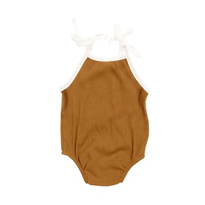 सरल डिजाइन काटने का निशानवाला कपास गर्मियों बिना आस्तीन नवजात बच्चे को लड़कियों के 'Rompers कपड़े - Product Image 4