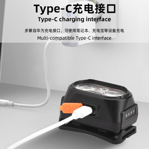 Lampe frontale LED rechargeable étanche pour camping en extérieur, pêche nocturne, type C, avec double lumière blanche - Product Image 5