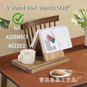Wooden Triangular <b>Bookend</b> With Coaster Solid Wood Reading Stand Desk Organizer For Books And Phone Burnt Color - Product Image 2