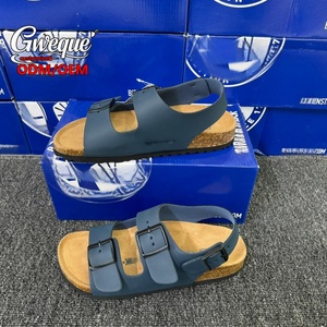 Sandalias Planas Personalizadas de Cuero Vacuno Azul para Hombre, con Dos Correas Ajustables y Hebilla, Estilo Casual, Tipo Birkenstock Milano - Product Image 4