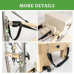 Ensemble Pilates 5 pièces <span class=keywords><strong>Elian</strong></span>, machine Reformer Pilates en bois blanc, lit Pilates pour la pratique à domicile et en studio, 100 types d'exercices. - Product Image 2