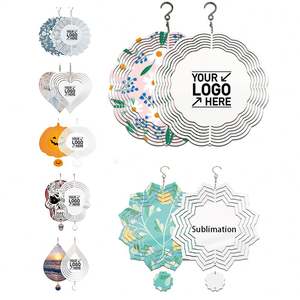 Campanas de Viento Metálicas Personalizadas de 8 y 10 Pulgadas, en Blanco para Sublimación, de Doble Cara, para Jardín, DIY - Product Image 1