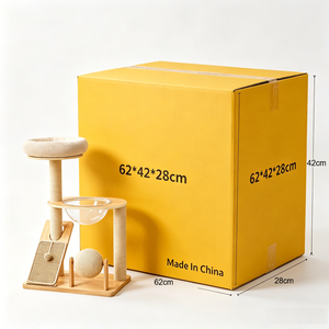 Árbol rascador clásico integrado para gatos con bola giratoria de juguete - Condominio para gatos de madera de pino de alta calidad, 4 niveles, OEM ODM disponible - Product Image 6
