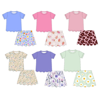 Nouveaux ensembles de vêtements pour petites filles, manches courtes et jupe courte en dentelle, imprimés floraux, mode enfantine d'été, costumes pour l'école