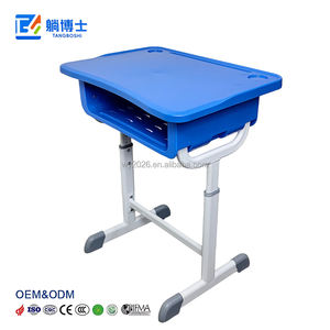 Usine chinoise de pupitres scolaires : Pupitres scolaires réputés à tube métallique réglable à simple piétement, avec tiroir de rangement et crochet - Product Image 2