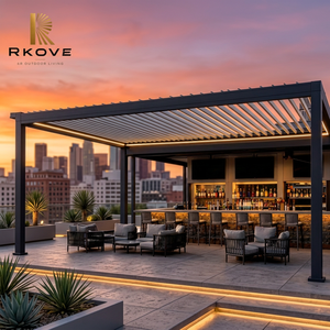 หลังคาพับเก็บได้แบบกำหนดเอง RKOVE RK-C3 ทำจากอะลูมิเนียม พร้อมมอเตอร์ปรับใบพัดลมและไฟ LED สำหรับลานเฉลียงกลางแจ้ง ระเบียง และศาลาพักผ่อน - Product Image 1