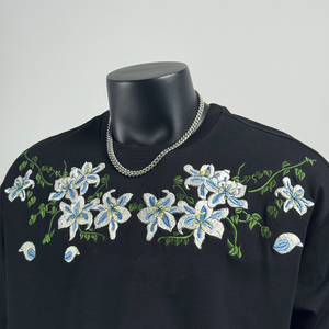 เสื้อยืดผู้ชายปักลายขนาดใหญ่ 100% ผ้าฝ้าย 320gsm เนื้อเทอร์รี่หนา คอกลม แขนสั้น สไตล์ลำลอง สตรีทแวร์ - Product Image 3