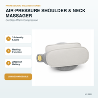 Masseur pour le cou et les épaules avec chaleur, conception à pression d'air rechargeable, 3 niveaux d'intensité, gris clair, pour la maison et le bureau