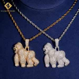 แฟชั่นขายร้อนจี้เพชรมอยส์ซาไนต์ VVS1จี้กอริลลา925จี้เงินจี้น้ำแข็งออก Moissanite ผ่านการทดสอบเพชรกับ GRA - Product Image 6