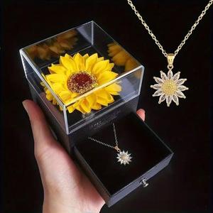Regalos para el Día de la Madre, <span class=keywords><strong>Girasoles</strong></span> de Tacto Real <span class=keywords><strong>con</strong></span> Collar en Caja, Regalo de Navidad, Cajas de Joyería <span class=keywords><strong>con</strong></span> <span class=keywords><strong>Girasoles</strong></span> - Product Image 1