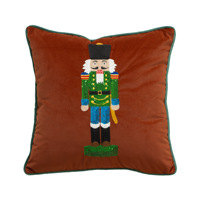 Casse-Noisette Broderie à paillettes Housse de coussin personnalisée avec passepoil Taie d'oreiller décorative en velours doux pour les vacances de Noël