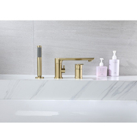 Lusa laiton poli robinet monté sur baignoire baignoire à double poignée baignoire chaude et froide avec pluie et pulvérisation douce vanne en céramique pour hôtels