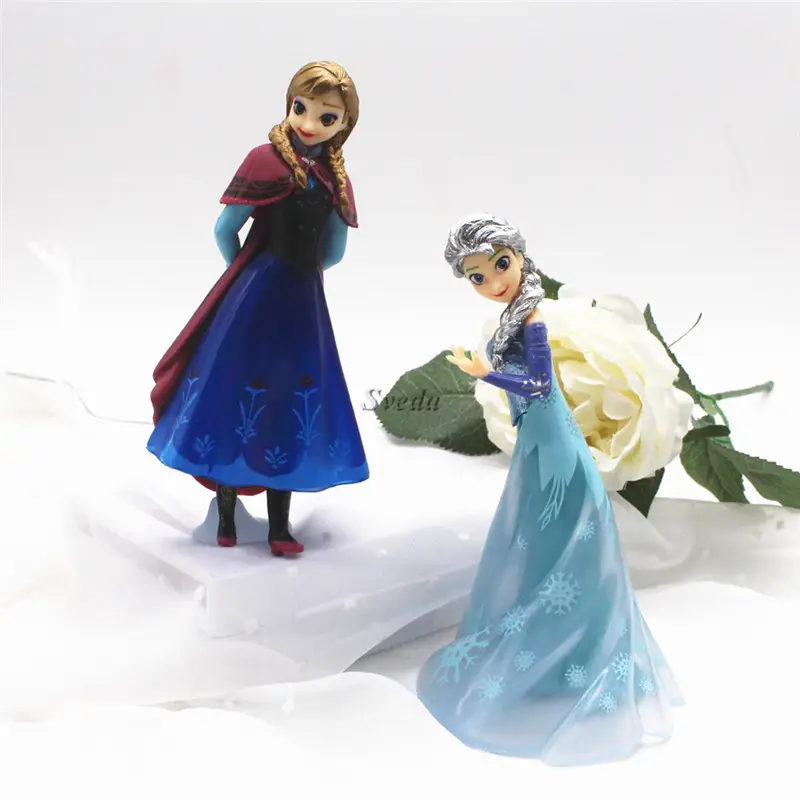 पदोन्नति कार्रवाई आंकड़ा खिलौना एल्सा अन्ना राजकुमारी पीवीसी कार्टून आंकड़ा प्लास्टिक केक सजावट आंकड़े
