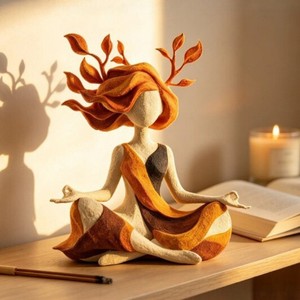 Cross-border New Arrival Yoga Girl Figurine Resin Craft Home Decor Ornament High-end and Piece American Style Striped - Product Image 1
