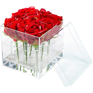 Vaso da fiori rosso da sposa di lusso visualizza supporto 9 fori organizzatore di fiori scatola di immagazzinaggio a 2 livelli <span class=keywords><strong>con</strong></span> <span class=keywords><strong>coperchio</strong></span> scatola regalo rosa - Product Image 2