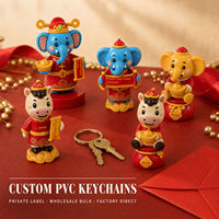 Porte-clés personnalisés en PVC, breloques figurines éléphant et bœuf porte-bonheur, cadeaux du Nouvel An chinois, prix de gros direct usine OEM ODM