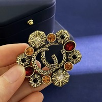 Broche vintage en diamants colorés, plaqué or cuivre, bijou fantaisie, épingle décorative pour fête, cadeau, modèle ZJ-26, vente en gros