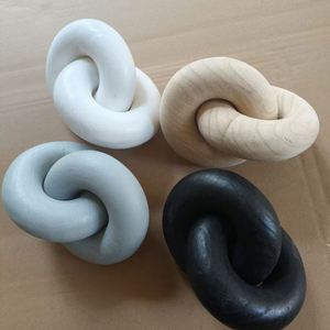 Wholesale Bohemian Modern and Simple Wooden Chain Double Ring Wood Knot Craft <b>Decoration</b> for Desktop Atmosphere - Product Image 1