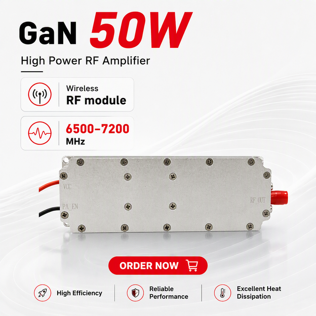 Modulo Amplificador De Potencia RF 50W GaN 6500-7200MHz Wireless Power Amplifier for Protection System Signal Booster