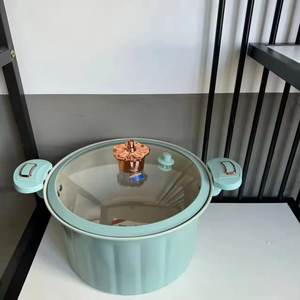 Marmite à soupe en fonte 8L à micro-pression avec couvercle en verre à double anse, cuisinière émaillée, ensemble d'ustensiles de cuisson très vendu - Product Image 4