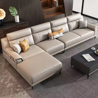 Mobilier design italien de maison Canapé de salon moderne Grand canapé modulable en cuir de haute qualité en acier inoxydable extensible