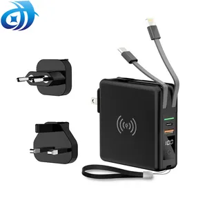 Plugue de carregamento super rápido no banco de potência AC 110V 220V 240V PD 20W 4 em 1 banco de potência com plugue de parede au 10000mah powerbank