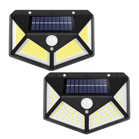 Lampu Taman Dinding Tenaga Surya RTS 100 LED Tahan Air dengan Sensor Gerak Super Terang untuk Halaman, Garasi, Lampu Keamanan Luar Ruangan