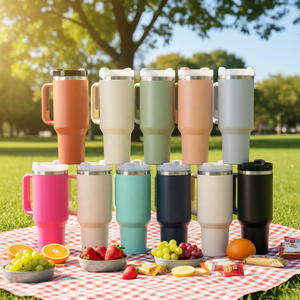 Vaso Térmico Ecológico <span class=keywords><strong>de</strong></span> Acero Inoxidable <span class=keywords><strong>de</strong></span> 40 oz con Asa y Pajita, Aislamiento Térmico <span class=keywords><strong>de</strong></span> 6 a 12 Horas para Uso en Exteriores, Oficina y Gimnasio - Product Image 1