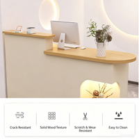 Bureau d'accueil moderne et durable en bois pour hôtel, hôpital, supermarché et salon de beauté